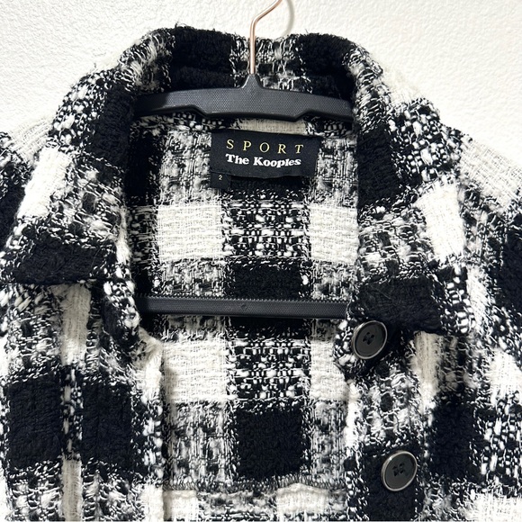 The Kooples sport black and white plaid button front shirt jacket Size 2/Medium - Picture 7 of 8
